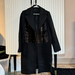 Zara Black Faux Fur Coat